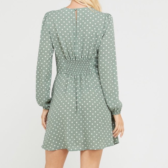 Long Sleeve Empire Waist button front Mini Dress - Picture 7 of 8